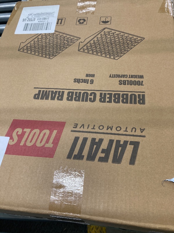 Photo 2 of ****HAS SOME CRACKS ON SIDE****Rubber Car Curb Ramp, 6" Rise Height , Heavy-Duty 7000lbs Capacity Threshold Ramps, Car Ramps with Stable Grid Structure for Cars, Wheelchairs, Bikes, Motorcycles, 2 Pack