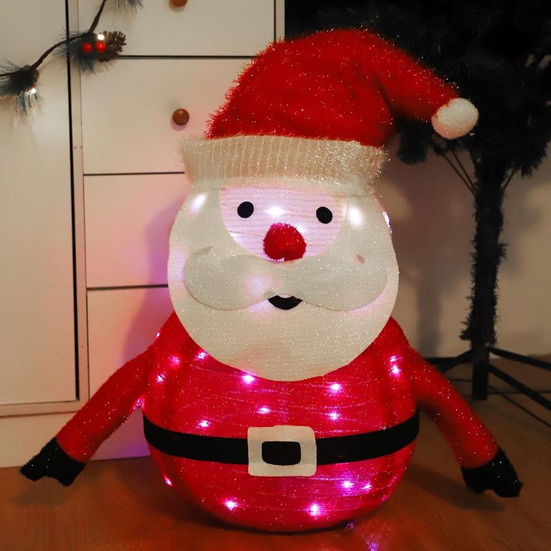 Photo 1 of =similar=Christmas Decoration Santa Claus Decor, 2Ft Pre-Lit 45LED Light Up Collapsible Santa Decor, Pop Up Santa with Metal Stand for Indoor Outdoor Xmas Tree Garden Yard Home Party Decor