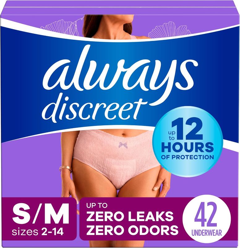 Photo 1 of Always Discreet Incontinence Underwear for Women Maximum Absorbency, S/M, 42 Count (Packaging May Vary)