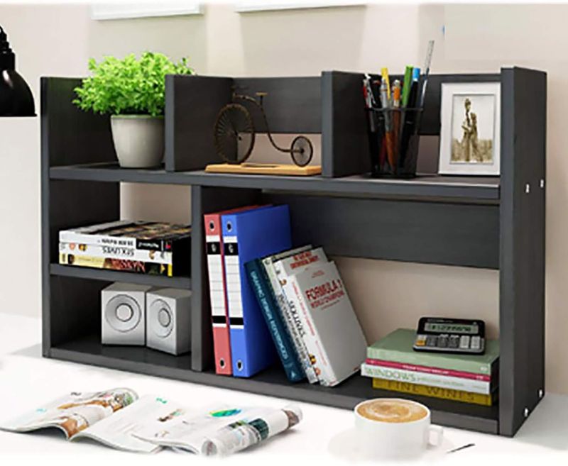 Photo 1 of ==similar==Jerry & Maggie Extra Large Desk Organizer Shelves for Office Organization, Multi Units Storage Rack Home Office Accessories, Office Must Haves Desk Shelf for Top of Desk, Black