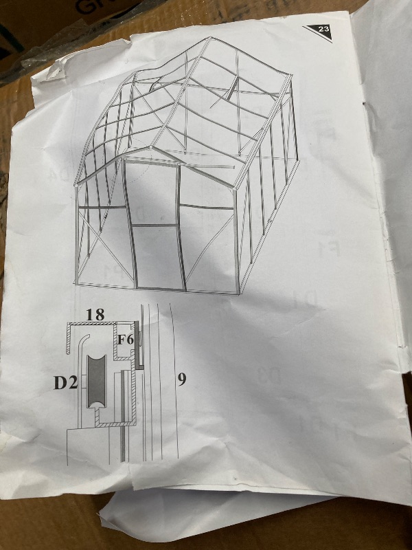 Photo 2 of 12x6ft Polycarbonate Greenhouse, Heavy Duty Walk-in Aluminum Greenhouse for Outdoors, with Ventilation Window, Sliding Door, Rain Gutter for Garden, Backyard ***FRAMING ONLY, MISSING BOX A***