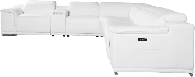 Photo 1 of Blackjack Furniture Venice 8 Piece Italian Leather Sectional Sofa With 4-Power Recliners, Adjustable Headrest, Lumbar Support, USB and Wireless Charging Station, Extra Large Storage, 2 Consoles, White