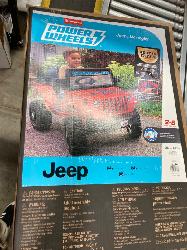 Photo 4 of ?Power Wheels Jeep Wrangler Toddler Ride-On Toy with Driving Sounds, Multi-Terrain Traction, Seats 1, Red, Ages 2+ Years