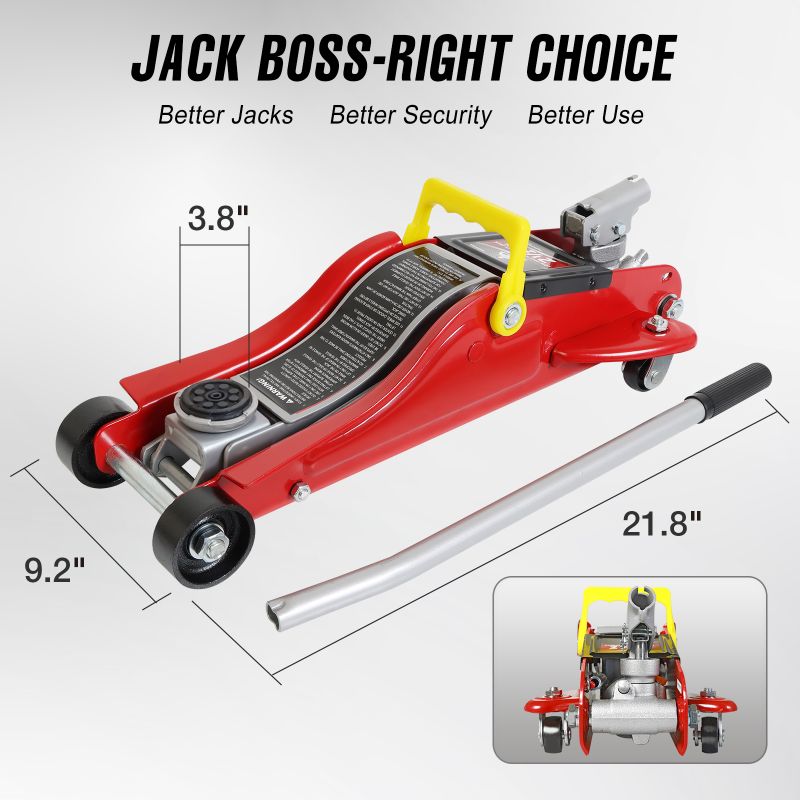 Photo 2 of ACK BOSS Floor Jack 2.5 Ton (5500 LBs) Hydraulic Low Profile Trolley Car Jack with Portable Storage Case