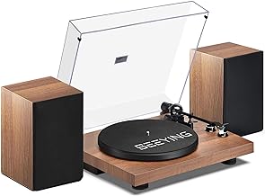 Photo 3 of 
Record Player Vinyl Bluetooth Turntable with 36 Watt Stereo Bookshelf Speakers, Hi-Fi System with Magnetic Cartridge, USB Recording and Auto Stop
