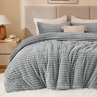 Photo 1 of BEDELITE Fleece Queen Comforter Set -Super Soft & Warm Fluffy Grey Bedding, Luxury Fuzzy Heavy Bed Set for Winter with 2 Pillow Cases