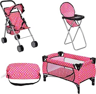 Photo 2 of deAO Baby Doll Stroller Crib Bed Nursery Role Play Set Baby Doll ,Foldable Stroller  for Toddlers Girls Boys