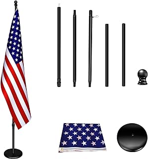 Photo 2 of 
Indoor Flag pole with Base,Telescoping Flag Pole 6FT-8FT, Flagpoles Rotate 360 Degrees, 3X5ft American Flag. Suitable for Office, Auditorium, School, Use(Black-US)