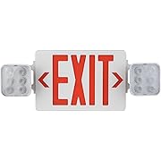 Photo 1 of AmazonCommercial Emergency Light Exit Sign, 1-Pack, Exit Combo with Battery Backup, 2 LED Adjustable Heads, Nickel