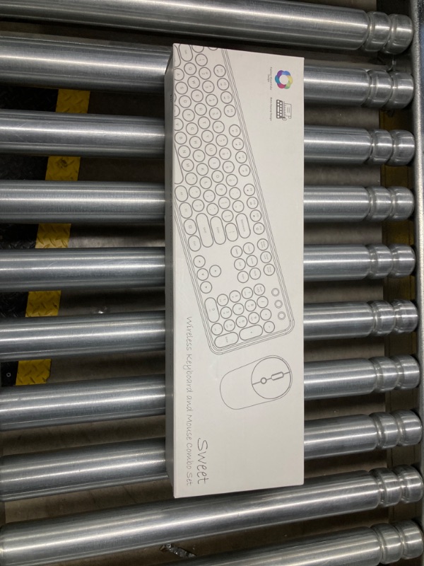 Photo 1 of Atelus Wireless Keyboard and Mouse, Typewriter Full Size Keyboard with Number Pad and 2 in 1 USB Connected Mouse for Windows 7/8/10, Laptop, Desktop, PC, Computer (Off-White)