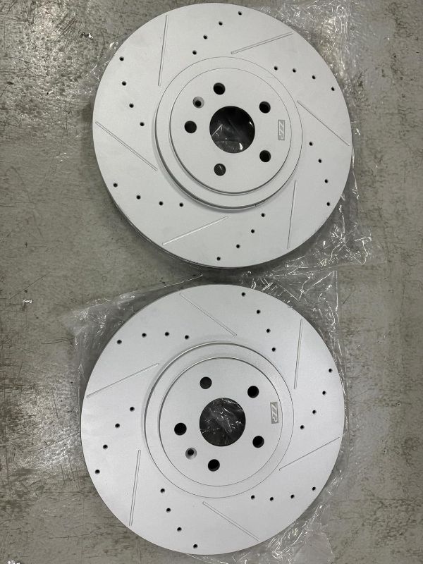 Photo 3 of 
ZZP 2016+ Cadillac CTS-V/Camaro ZL1 Front 390mm Cross Drilled Slotted Brake Rotors

