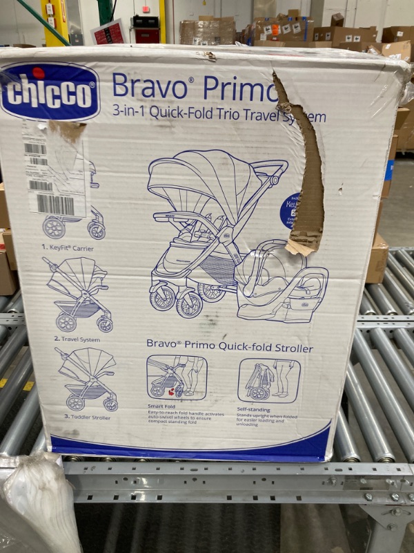 Photo 2 of Chicco Bravo Primo Trio Travel System, Quick-Fold Stroller with Chicco KeyFit 35 Zip Extended-Use Infant Car Seat and Stroller Combo | Springhill/Black