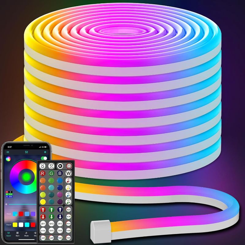 Photo 1 of AILBTON 50FT Led Neon Rope Lights Control with App/Remote,Flexible Led Rope Lights,Multiple Modes,IP65 Outdoor RGB Neon Lights Waterproof,Music Sync Gaming Led Neon Strip Lights for Bedroom Indoor