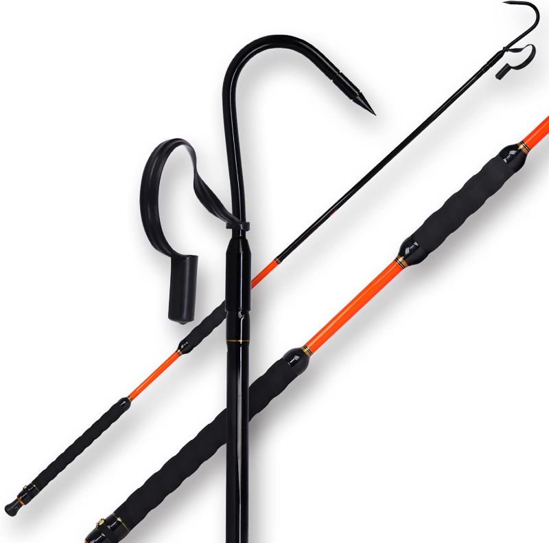 Photo 1 of Fiblink Fishing Gaff with Stainless Steel Hook Fiberglass Pole Non-Slip Grip Handle Hook Gaff (3’& 5’& 6’& 7', 66 lb Test)
