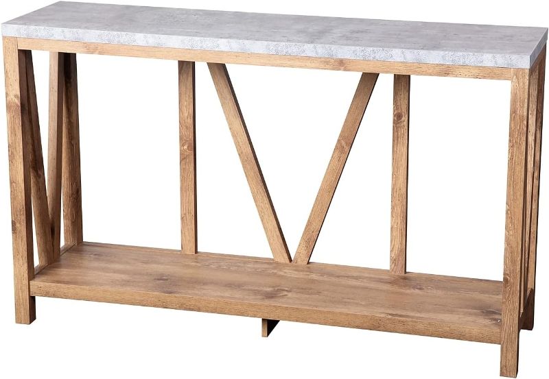 Photo 1 of ***PARTS ONLY***
Flash Furniture Charlotte Farmhouse 2-Tier Console Table - Warm Oak Finish Engineered Wood Frame - Concrete Finish Tabletop - For Entryway or Living Room