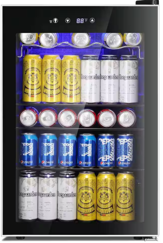 Photo 1 of 20.28 in. W Single Zone 37-Bottle or 145-Can Beverage and Wine Cooler in Black