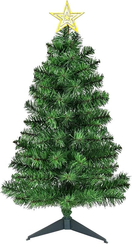 Photo 1 of 3FT Premium Hinged Artificial Holiday Small Mini Christmas Tree for Tabletop,Home, Office, Indoor and Outdoor Holiday Decoration,Easy Assembly Metal Hinges & Foldable Base