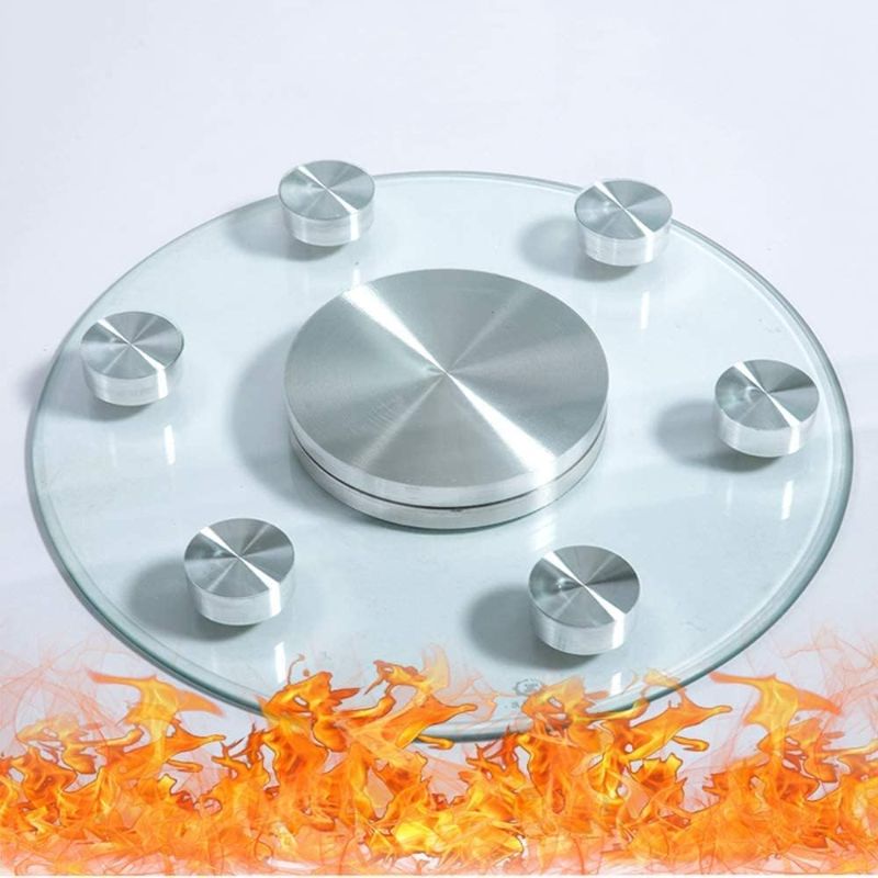 Photo 3 of 
Tempered Glass Lazy Susan Dining Table Turntable Serving Plate 60-120cm/24-55inch Large Rotating Swivel Tray Aluminum Alloy Base Temperature Resistant (Size...