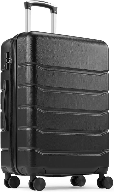 Photo 1 of 28 Inch Luggage Suitcase with TSA Lock, Hard Shell Rolling Suitcase with Spinner Wheels, Expandable Lightweight Luggage, Black