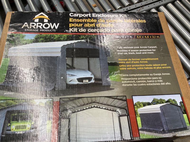 Photo 2 of Arrow Sheds Amazon Exclusive 10' x 15' x 7' -Gauge Carport with Galvanized Steel Roof Panels and Enclosure Kit, Eggshell