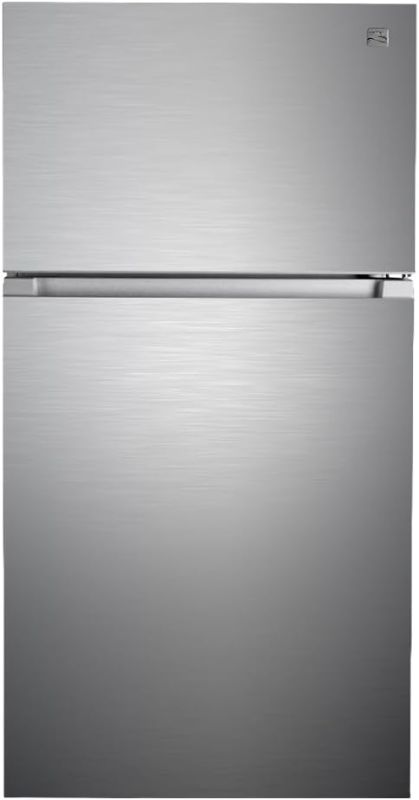 Photo 1 of == it is broken==Kenmore 33 in. 20.5 cu. ft. Capacity Refrigerator/Freezer with Full-Width Adjustable Glass Shelving, Humidity Control Crispers, ENERGY STAR Certified, Fingerprint Resistant Stainless Steel