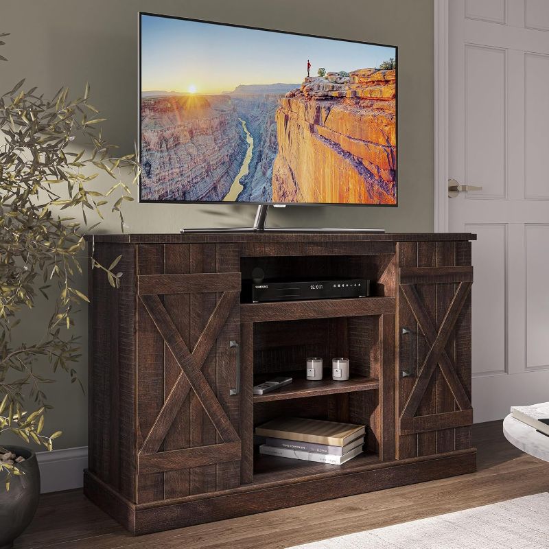 Photo 1 of ==similar==BELLEZE Industrial 47 Inch Rustic Wood TV Stand & Media Entertainment Center Console Table for TVs up to 50 Inch w/Open Storage Shelves & Cabinets - Veropeso (Espresso)