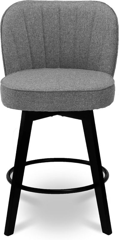 Photo 1 of =similar=MINCETA Counter Stools,26" 360 Free Swivel Vertical Line Modern Counter Height Bar Stools with High Back Upholstered,Set of 1 Performance Fabric in Gray