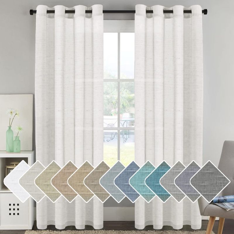 Photo 2 of 
Roll over image to zoom in







6 VIDEOS
H.VERSAILTEX White Linen Curtains 96 inches Long Natural Linen Blended Semi-Sheer Curtains with Nickel Grommet for Living Room, Privacy Assured (52 by 96 Inch, Set of 2, White)