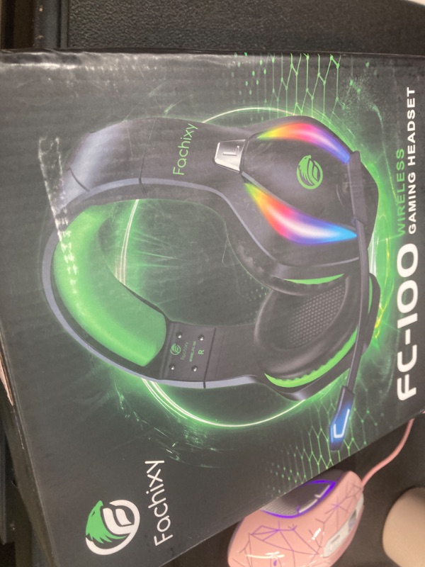 Photo 2 of Fachixy?2024 New?FC100 Wireless Gaming Headset - 2.4GHz & Bluetooth Headphones with Microphone - 3D Stereo Sound & 50Hrs Battery Life - for PS5,PS4,PC,Mac,Tablets,Switch and Smartphones