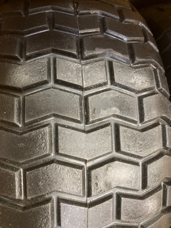 Photo 2 of 16x6.50-8" Lawn Mower Tires with Rim, Flat Free Tractor Turf Tire with 3/4" Iron Bushing,3" Centered Hub for Riding Lawn Mower, Garden Trailer,Lawn Tractor (16x6.50-8-Flat with Rim)