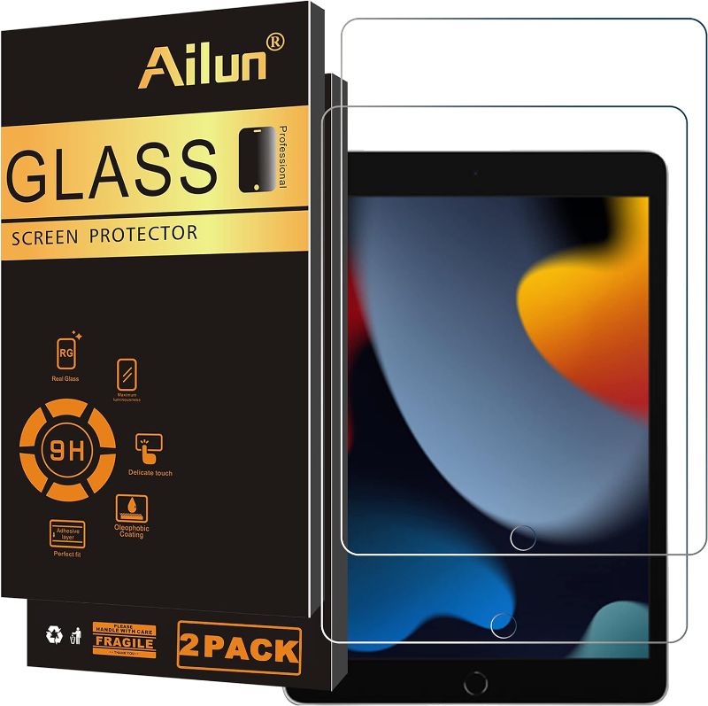 Photo 1 of Ailun Screen Protector for iPad 9th 8th 7th Generation (10.2 Inch, iPad 9/8/7, 2021&2020&2019) Tempered Glass/Apple Pencil Compatible [2 Pack]