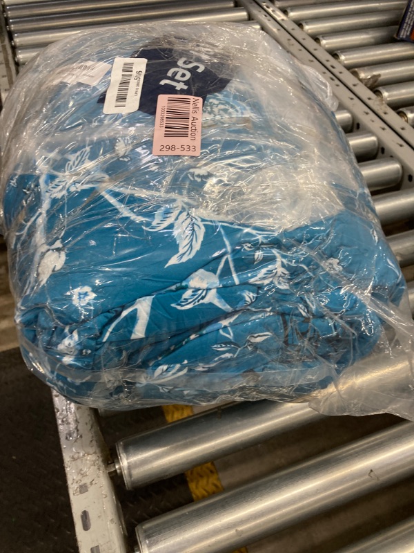 Photo 1 of Dobuyly Teal Comforter Set King Size, 7 Piece Bed in a Bag King Floral Botanical Bedding Set, Soft Microfiber Bedding Comforter Sets with Sheets for All Season