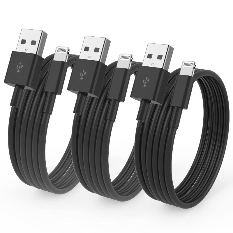 Photo 1 of 3 Pack[ Apple MFi Certified ] iPhone Charger 3ft, Lightning to USB Cable 3 Feet, Fast Apple Charging Cable Cord 3 Foot for iPhone 14 Pro Max/13 Pro Max/12 Mini /11 Pro/11/XS/XR/8/7/6s/6/5S/iPad/Air.