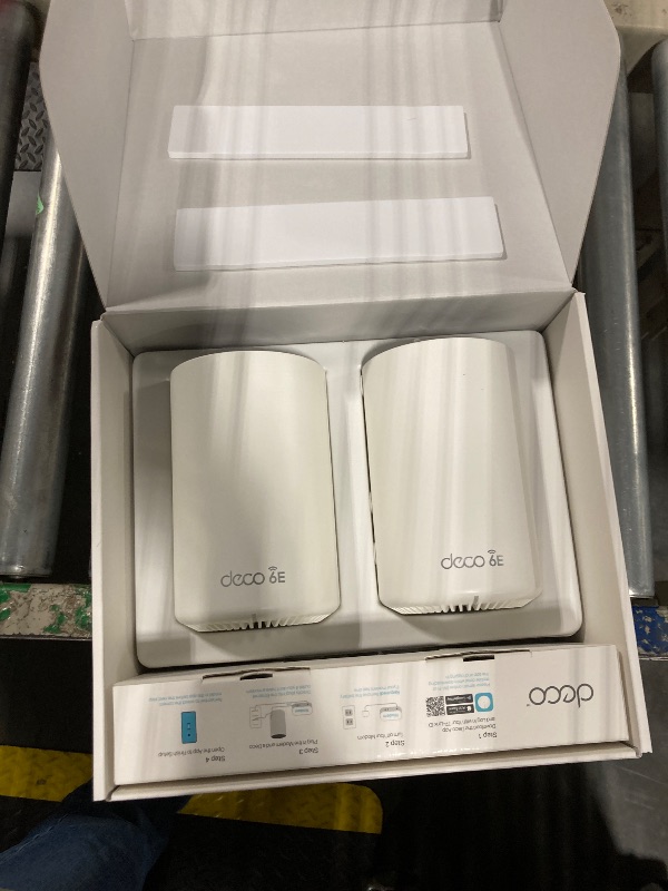 Photo 1 of TP-Link Deco AXE5400 Tri-Band WiFi 6E Mesh System(Deco XE75 Pro) - 2.5G WAN/LAN Port, Covers up to 5500 Sq.Ft, Replaces WiFi Router and Extender, AI-Driven Mesh, New 6GHz Band, 2-Pack