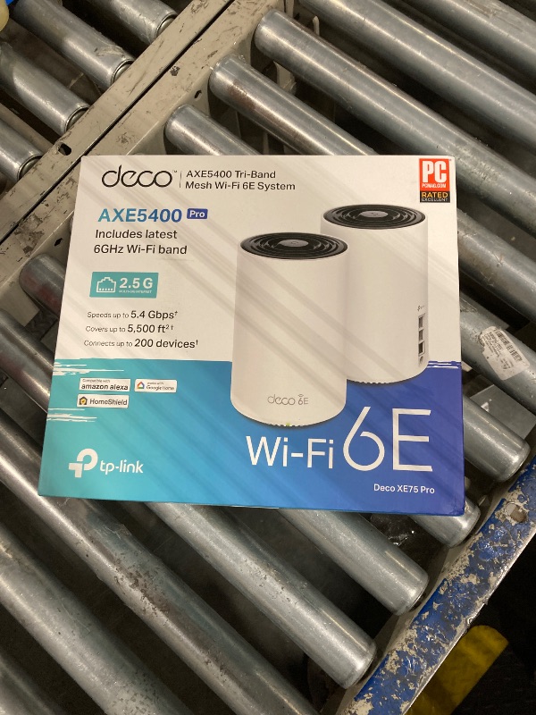 Photo 1 of TP-Link Deco AXE5400 Tri-Band WiFi 6E Mesh System(Deco XE75 Pro) - 2.5G WAN/LAN Port, Covers up to 5500 Sq.Ft, Replaces WiFi Router and Extender, AI-Driven Mesh, New 6GHz Band, 2-Pack