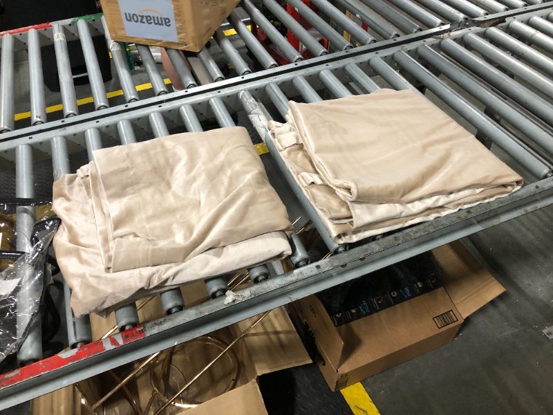 Photo 1 of ***a little dirty, need clean before use*** PRIMROSE Champagne Velvet Curtains 96 inch Long for Living Room,Set of 2 Panels Blackout Rod Pocket Back Tab Window Treatment Room Darkening Heavy Decorative Curtains Drapes for Bedroom