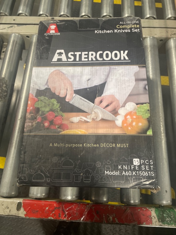 Photo 1 of Knife Set, 15 Pieces Kitchen Knife Set with Built in Sharpener Block, German Stainless Steel Knife Block Set