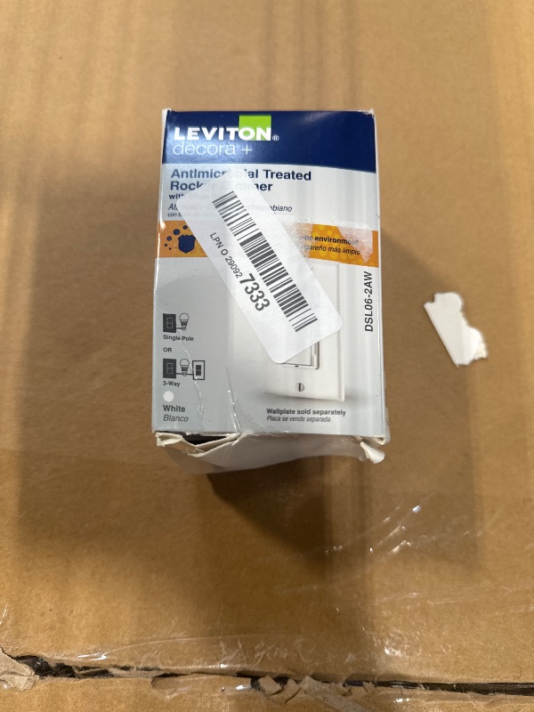 Photo 1 of Leviton Decora Slide Dimmer Switch Antimicrobial Treated for Dimmable LED, Halogen and Incandescent Bulbs, DSL06-2AW, White