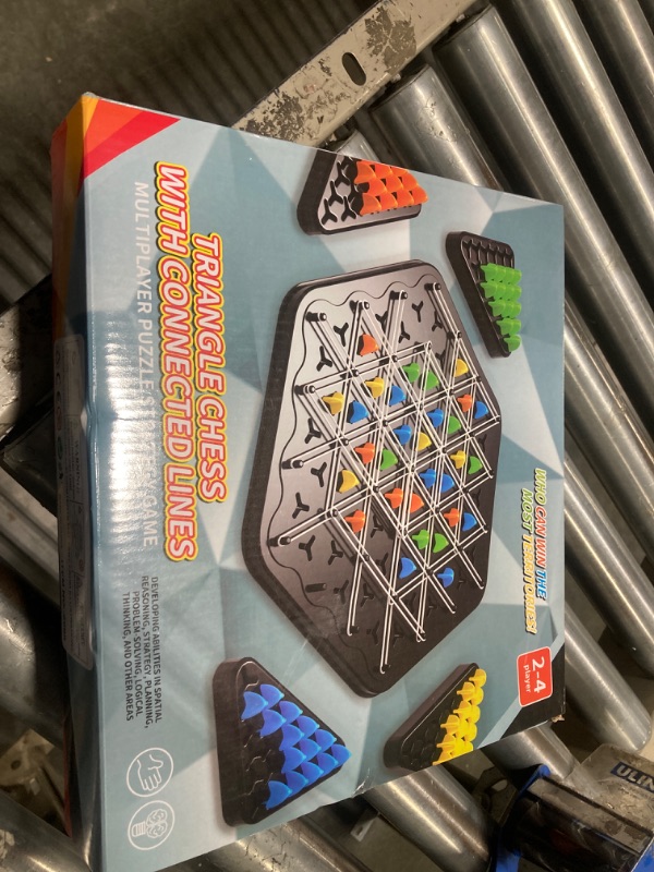 Photo 1 of Chain Triangle Chess Game, Triggle Rubber Band Game, Triangle Chain Chess Game Set, Strategy Board Games, Board Games for Family Night, 2 to 4 Players
