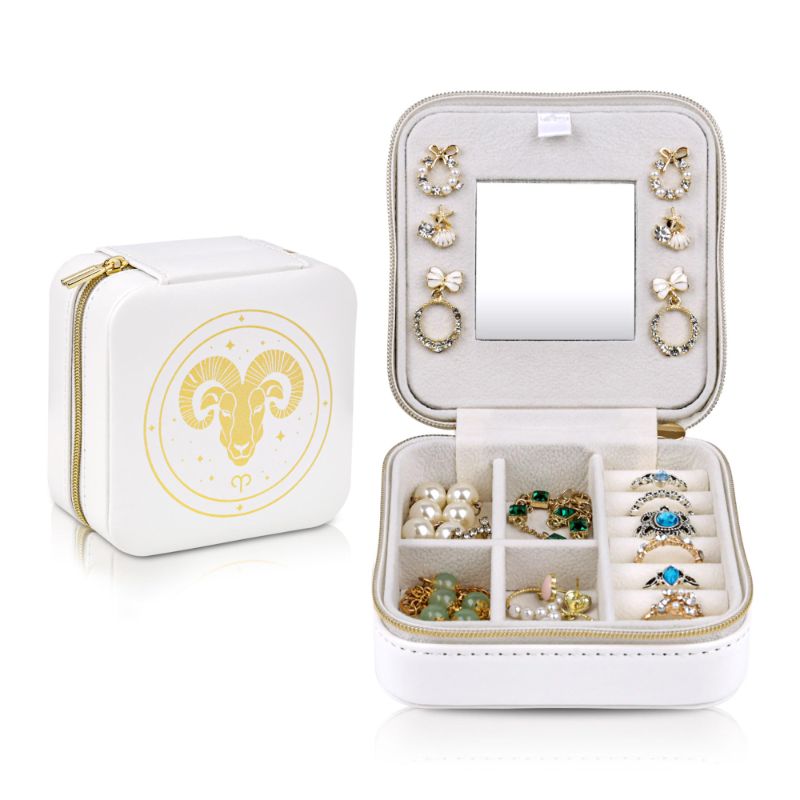 Photo 1 of ***2 COUNT*** Kendal Travel Jewelry Case?Small Jewelry Box?Travel Essentials?Aries White?Zodiac Birthday Gifts for Women Girls Men Constellation Astrology-LXZ01BSBY