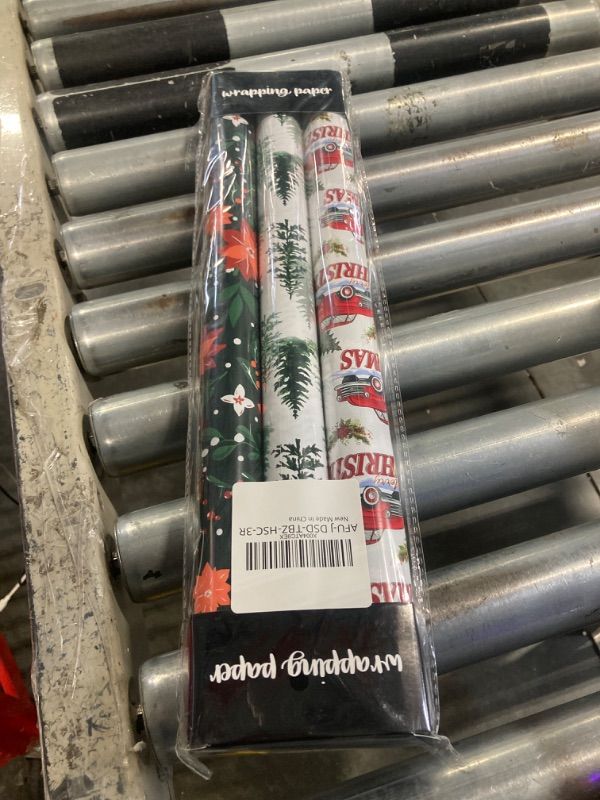 Photo 1 of Afucus Christmas Wrapping Paper, 3 Mini Rolls, Christmas Tree Pickup, Christmas Berries, Merry Christmas Gift Wrapping Paper Rolls for Christmas, Parties, Birthdays, Parties (17 Inch X 120 Inch)