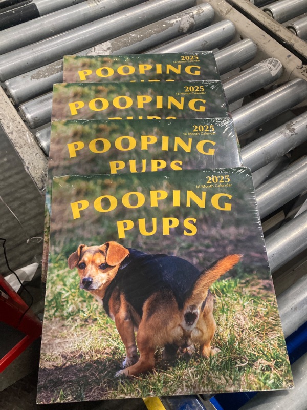 Photo 1 of ***4 COUNT*** Pooping Pups 2025 Hangable Wall Calendar Fun Funny Dog Photo Joke Gift Poop Puppy Dogs Photography Large Full Page 16 Monthly Organizing & Planning (2025 Pooping Pups)