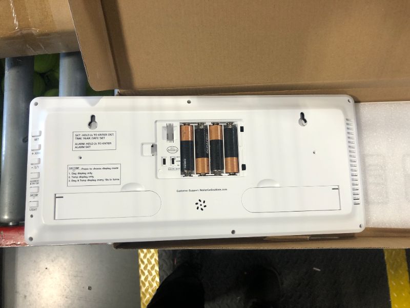 Photo 1 of ***AA 1.5V batteries not include, picture was the testing batteries*** WallarGe Backlight Digital Wall Clock Battery Operated - with Temperature and Date 14.5'' Large Digital Wall Clock, Easy to Read and Set, Auto DST