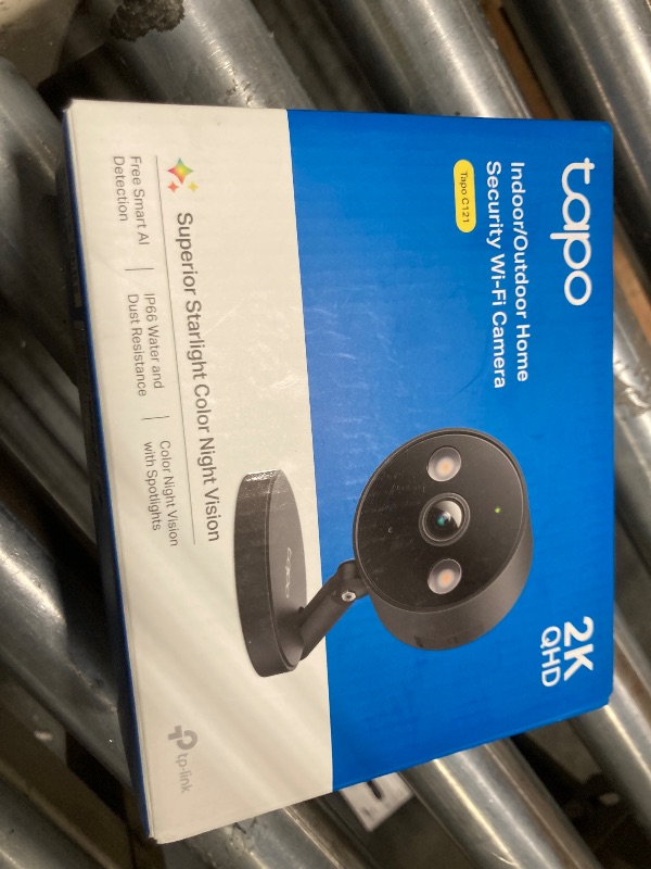 Photo 1 of Tapo by TP-Link 2K QHD Security Camera Indoor/Outdoor, Color Night Vision, Free Person/Pet/Vehicle Detection, Baby Monitor, Local/Cloud Storage, IP66, Dual-Spotlight, Black(C121)
