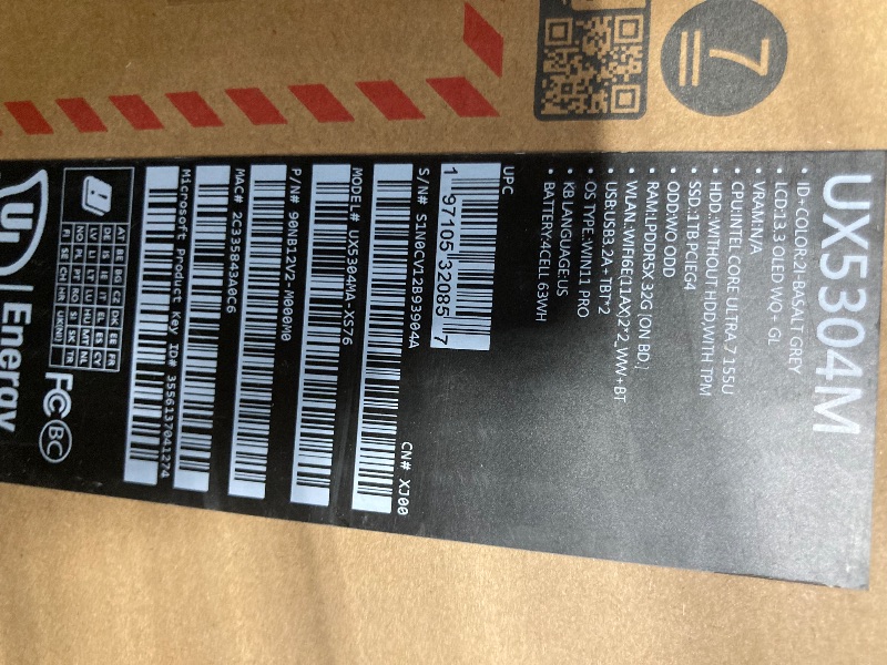 Photo 1 of ASUS Zenbook S 13 OLED Laptop, 13.3” OLED 3K 60Hz Display, Intel Evo Certified, Intel Core Ultra 7 155U CPU, Intel Graphics, 32GB RAM, 1TB SSD, Windows 11 Pro, Basalt Gray, UX5304MA-XS76