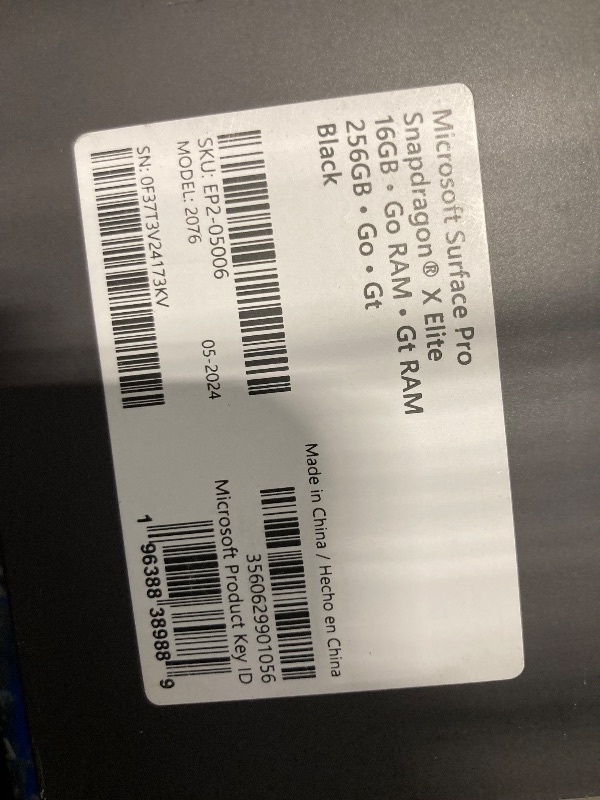 Photo 1 of Microsoft Surface Pro 2-in-1 Laptop/Tablet (2024), Windows 11 Copilot+ PC, 13" Touchscreen OLED Display, Snapdragon X Elite (12 Core), 16GB RAM, 256GB Storage, Black, Amazon Exclusive