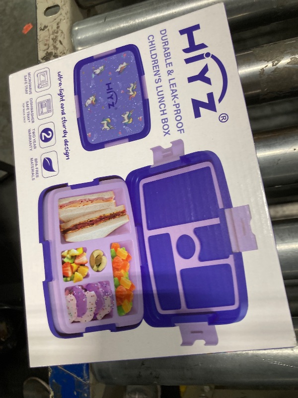 Photo 2 of ***USED***HiYZ Bento Lunch Box for Kids with 5 Compartments,Leak-proof Lunch Box Kids,Ideal Portion Sizes Toddler Lunch Box for Daycare aged 3-7 years,Durable, Drop-Proof, Dishwasher Safe(Unicorn)