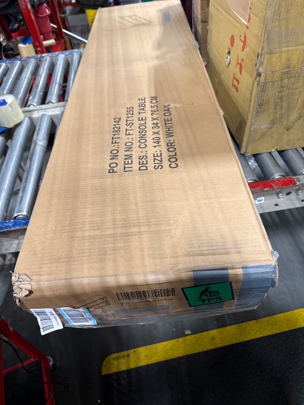 Photo 1 of FATORRI Console Table for Entryway, Rustic Long Sofa Table with 3 Tier Shelves, Modern White Hallway Tables for Living Room (55 Inch, White Oak)