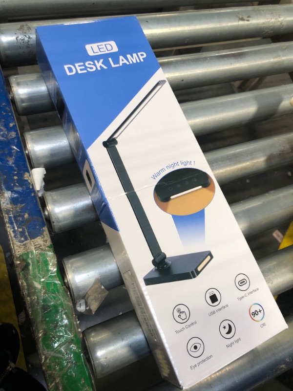 Photo 2 of ***USED***LED Desk Lamp with USB Ports,Touch Desk Lamps for Home Office with 5 Color Modes,3 Brightness Desk Light with Small Night Light,Reading Lamp Table Lamp for Bedroom Bedside Study Black ?with adapter?