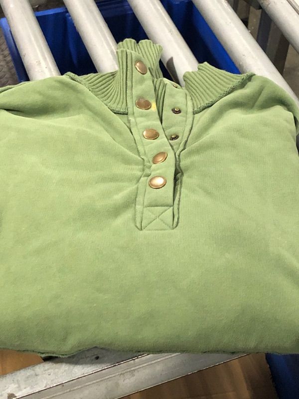 Photo 1 of ****SMALL STAIN***
SHEWIN Womens Sweatshirt Casual Long Sleeve Lightweight Sweatshirts Loose Button V Neck Pullover Tops Fall Clothes for Women 2024,US 4-6(S),Olive Green